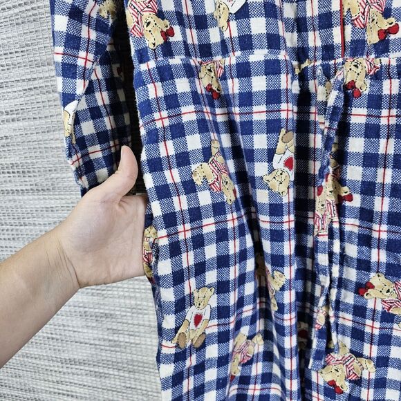 Kathy Ireland Jumpsuit Womens Medium Cotton Flannel Teddy Bear Check Plaid Cozy - Picture 7 of 15